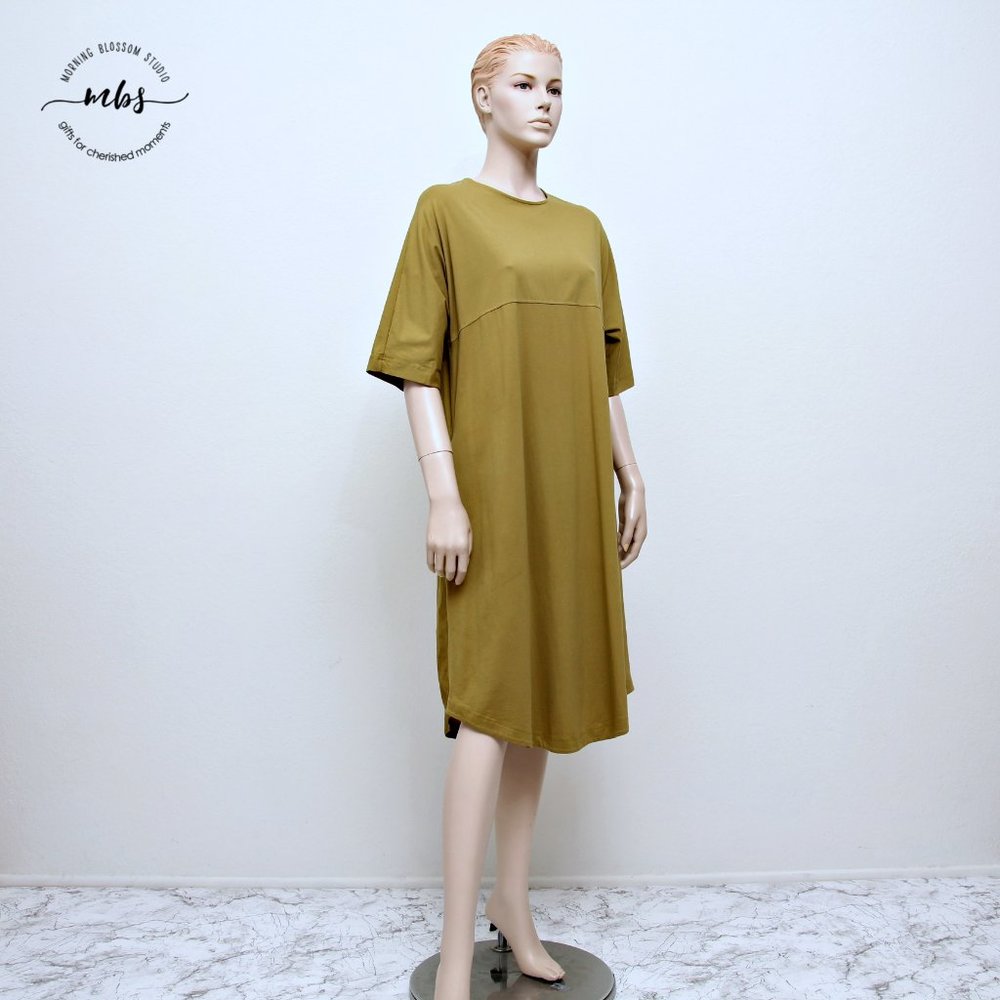 COS Oversized Crew Neck Short Sleeve Cotton Blend T Shirt Midi Dress